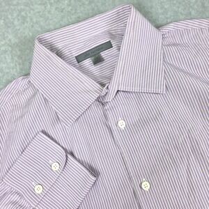 John Varvatos Dress Shirt Men's Size 17‎ 43R Purple Striped Long Sleeve Modern